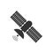 Simple satellite icon with antenna and solar panels for logos, websites and apps