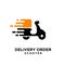Simple scooter delivery courier black logo icon design