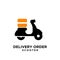 Simple scooter delivery courier black logo icon design