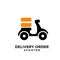 Simple scooter delivery courier black logo icon design