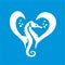 simple sea horse love heart icon and vector logo