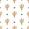 Simple seamless background with cactus image. Gold and black cactus. pattern. Vector. Vector illustration