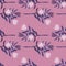 Simple seamless doodle pattern with hand drawn flower bouquet. Lilac background. Purple and light color tulip ornament