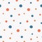 Simple seamless pattern with bright multicolored random polka dot
