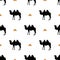 Simple seamless pattern with camels. Vector pattern. Gold and black camel.