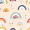 Simple seamless pattern with cartoon rainbows, decor elements.Creative scandinavian kids texture for fabric, wrapping, textile, wa