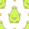 Simple seamless pattern, cute kawaii hand drawn monster doodles