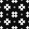 Simple seamless pattern with hashtag symbols and circles. White elements on a black background.