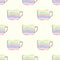 Simple seamless pattern with multicolored teacups