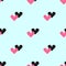 Simple seamless pattern with pairs of hearts. Romantic repeated print.