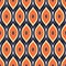 Simple seamless pattern. Summer wavy print. Orange, black and white colors.