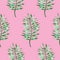 Simple seamless pattern with watercolor palm leaves on bright pink. Texture with tropical leaf repeat