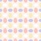 Simple seamless Vector geometric pattern with small colourful Easter Eggs on pastel orange background.