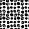 Simple seamless vector pattern of dots, strokes, spots, strokes. Hand drawn illustration, dry brush. Scandinavian style, wallpaper