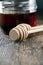 simple and self-made ladle honey spoon is made of wood