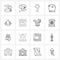 Simple Set of 16 Line Icons such as Christmas, space, protect, globe, Christianity