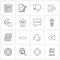Simple Set of 16 Line Icons such as church, gym, thumbs down, arm, right