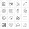 Simple Set of 16 Line Icons such as target, sports, bookmark, ball, education