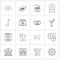 Simple Set of 16 Line Icons such as webcam, film, excel, file format