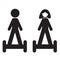 Simple set 2 vector, icon stickman woman and man riding electric hoverboard