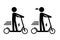 Simple set 2 vector, icon stickman woman and man riding scooter manual and electric