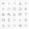 Simple Set of 25 Line Icons such as connection, letter, speaker computer, envelope, hat