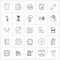 Simple Set of 25 Line Icons such as edit, text, detective, text, spy