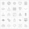 Simple Set of 25 Line Icons such as puzzle, row, internet, down, networking