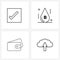 Simple Set of 4 Line Icons such as accept, banking, tick, group, money