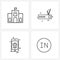 Simple Set of 4 Line Icons such as apartment, smart phone, radio, mobile, come