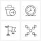 Simple Set of 4 Line Icons such as arrow right, waving flag, garbage, call, sports
