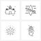 Simple Set of 4 Line Icons such as church, decoration, pray, travel, star