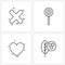 Simple Set of 4 Line Icons such as cross, health, candy, lolly pop, leaf