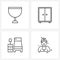 Simple Set of 4 Line Icons such as drink, bedroom, drinking, drawer, hotel room