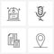 Simple Set of 4 Line Icons such as essential, business, mic, media, location