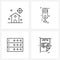 Simple Set of 4 Line Icons such as estate; office; speaker; media; file type