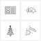 Simple Set of 4 Line Icons such as office, Christmas, money, cloud, arrows