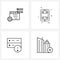 Simple Set of 4 Line Icons such as website setting, database, gear, screen, store