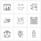 Simple Set of 9 Line Icons such as agriculture, graph, smiley, presentation, note