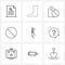 Simple Set of 9 Line Icons such as medicine, disable, human organ, remove, label