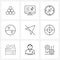 Simple Set of 9 Line Icons such as mouse, romantic, compass, love, ball