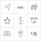 Simple Set of 9 Line Icons such as screw driver, hardware, truck, towel, cleaning