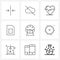 Simple Set of 9 Line Icons such as snowflake, house, hospital, decoration, sim