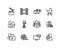 Simple set of cinema related line icons. Contains such as movie camera, TV, family, children, video clip and more. Editabl