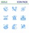 Simple Set of Covid-19 Protection Blue 25 icon pack icon included antivirus, touch, call, spread, desease