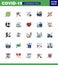 Simple Set of Covid-19 Protection Blue 25 icon pack icon included cross, travel, coronavirus, ship, banned travel