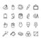 Simple set of creativity tools related to vector color line icons.