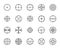 Simple set of crosshair related outline icons.