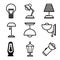 A simple set of lamps. Contains such Icons as table lamp, floor lamp, spotlight and more