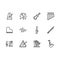 Simple set music instrument and equipment illustration line icon. Contains such icons violin, piano, harp, saxophone